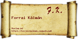 Forrai Kálmán névjegykártya